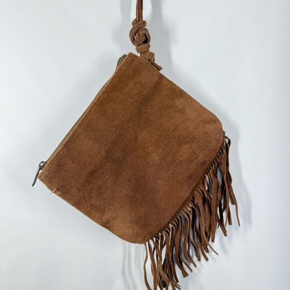 Vintage Esprit brown leather fringe suede Women’s purse/wristlet 7x9 - Picture 5 of 10